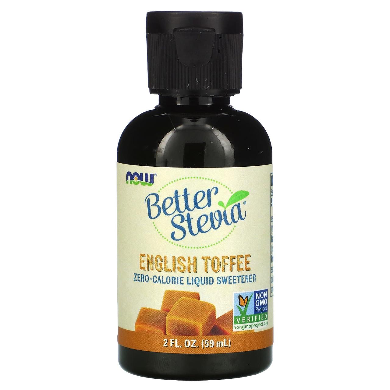 Стевія, Better Stevia, Now Foods, рідкий підсолоджувач із нульовою калорійністю, смак англійського ірису, 59 мл