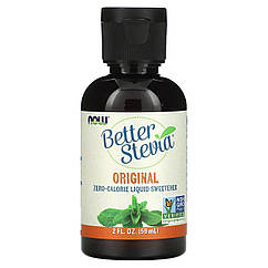 Стевія, Better Stevia, Now Foods, рідкий підсолоджувач із нульовою калорійністю, оригінал, 59 мл