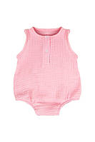 Боді майка комбінезон муслиновий короткий рукав 74розмір рожевий
