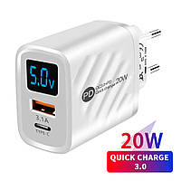 Зарядний пристрій живлення Блок живлення для телефону Maerknon 20W 1 USB A + 1 USB Type-C Швидка зарядка PD+QC3.0
