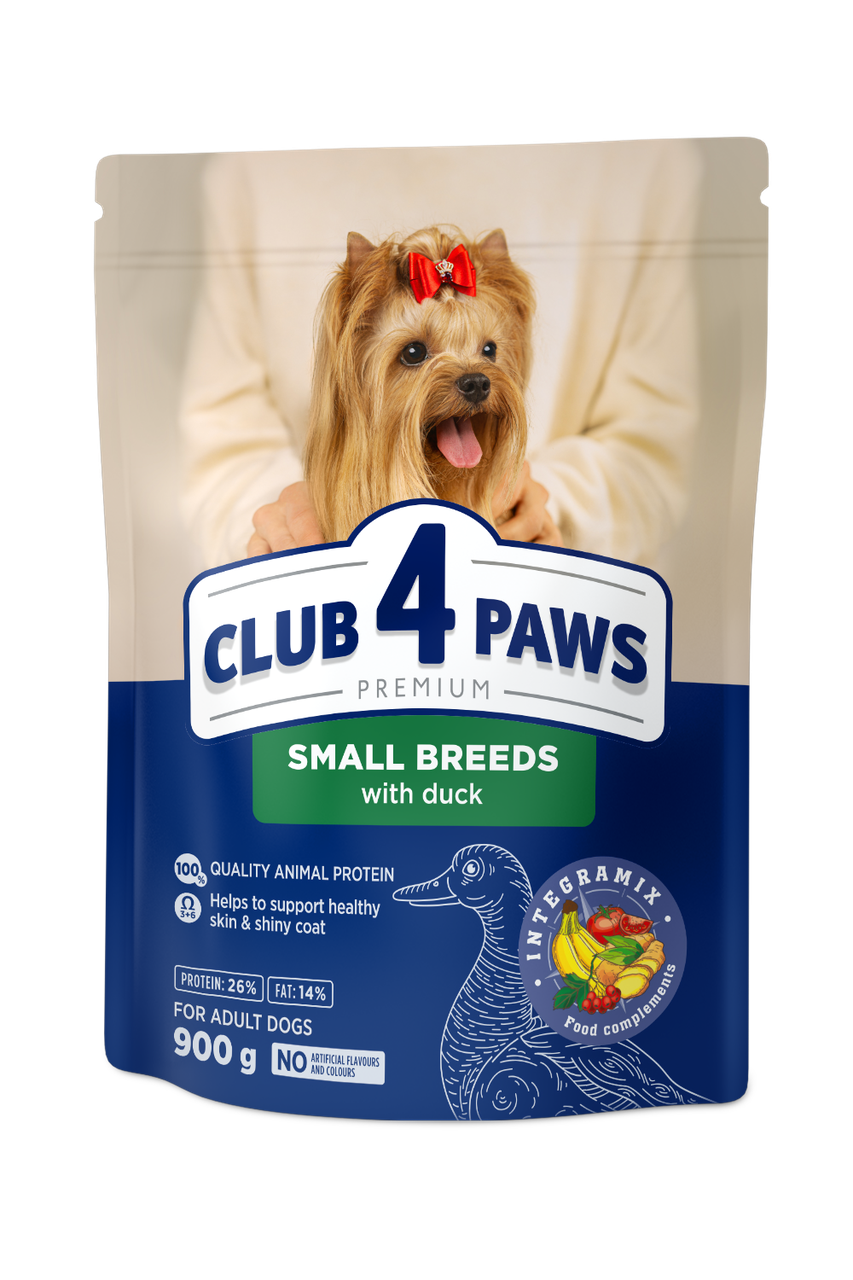 Сухий корм Club 4 Paws Premium Adult Small Breeds Клуб 4 лапи для собак малих порід, качка 900 гр