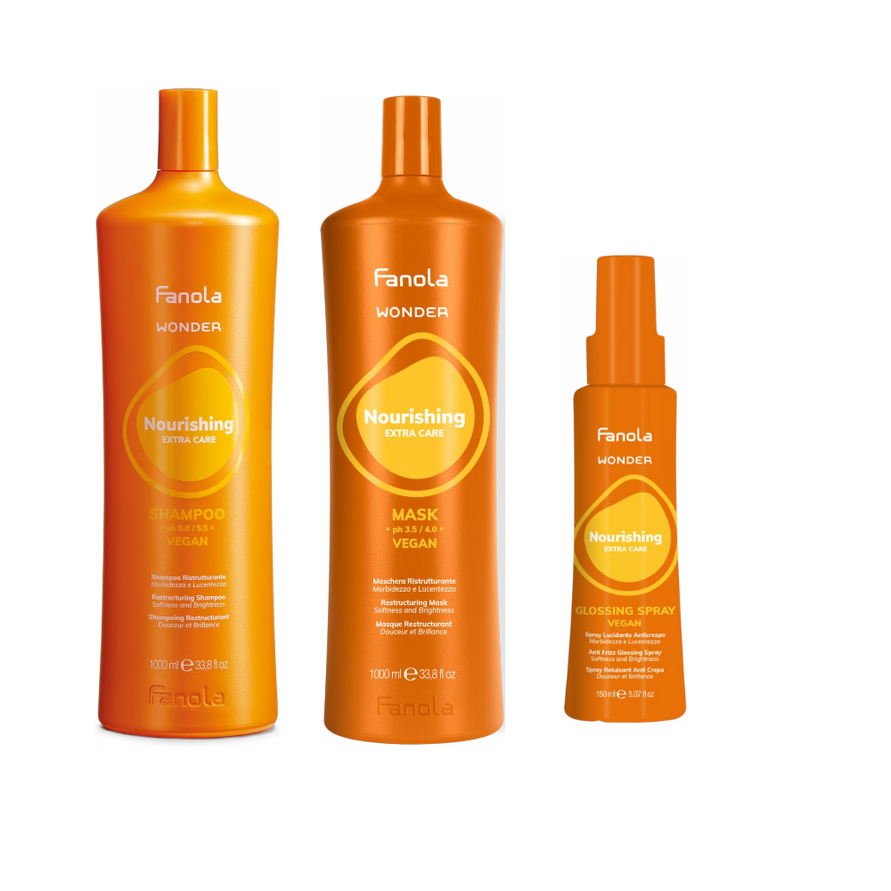 Набір для догляду за сухим волоссям Fanola Wonder Nourishing шампунь 1000мл., маска 1000мл, спрей 150мл