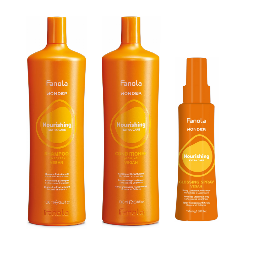 Набір для догляду за сухим волоссям Fanola Wonder Nourishing шампунь 1000мл.,кондиціонер 1000мл, спрей 150мл