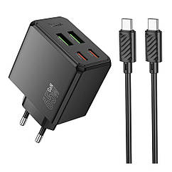 Мережевий зарядний пристрій Hoco CS19A 2 USB-C/2USB PD/QC 65W+Type-C to Type-C