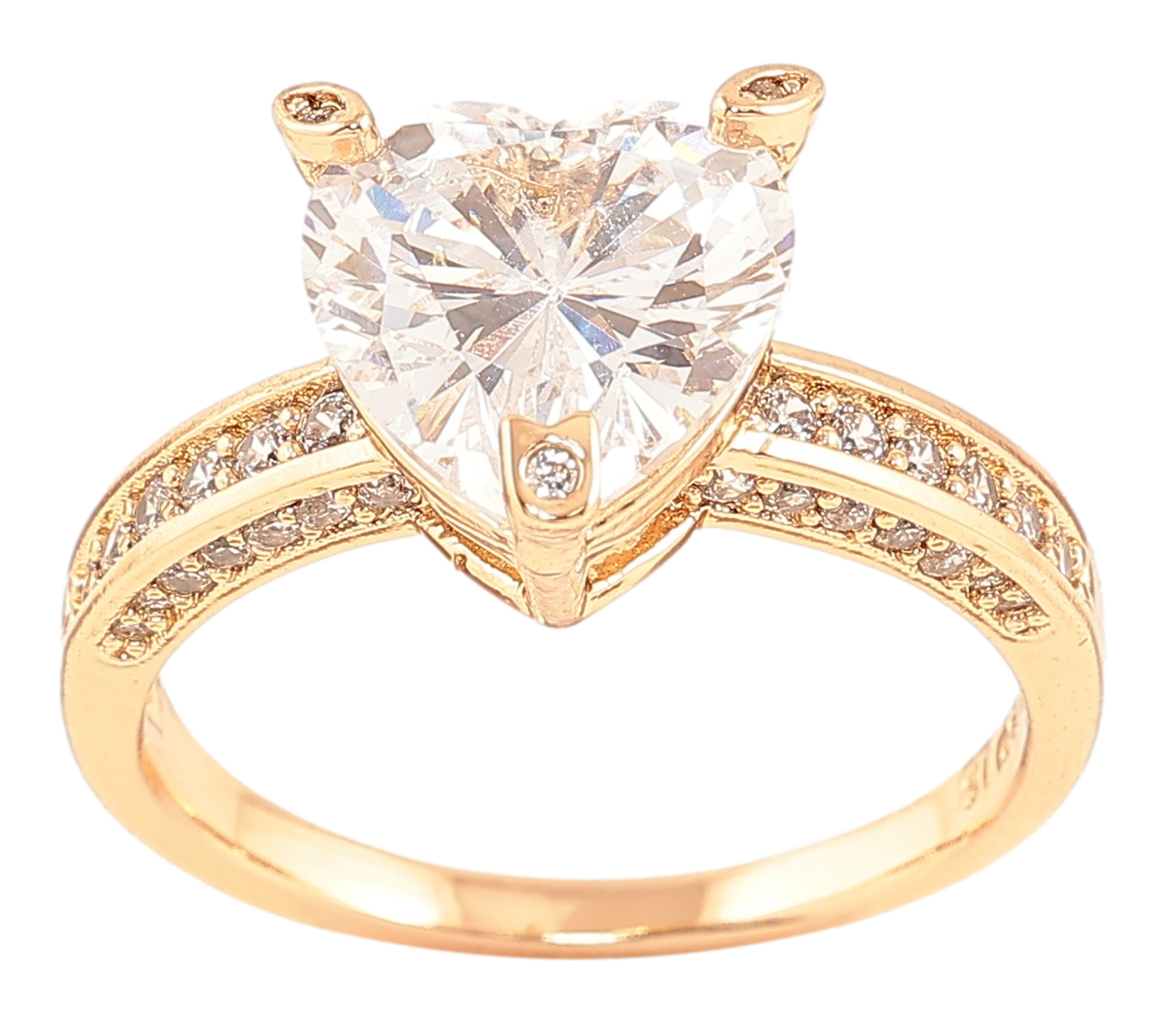 Каблучка Xuping Позолота 18K «Кришталеве сердечко» р.16.5,17,17.5,18,18.5,19,19.5