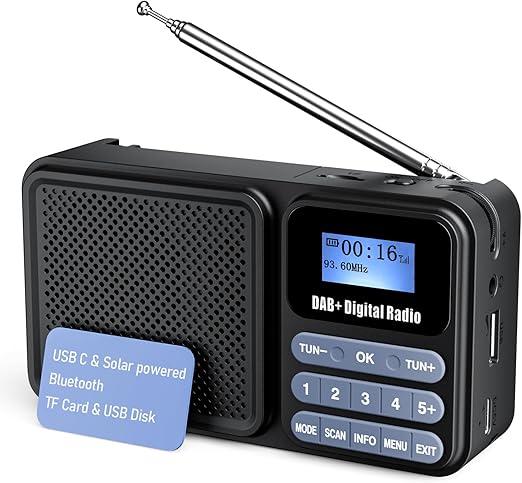 Портативне DAB-радіо Gallypek DAB-P11. FM-радіо з Bluetooth, акумулятор 2200 мАг, сонячна батарея