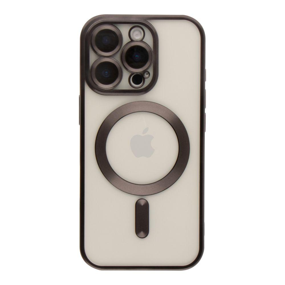 Чехол TPU Metallic Chrome Full Camera with Magsafe для iPhone 16 Pro Max Цвет Chrome Black