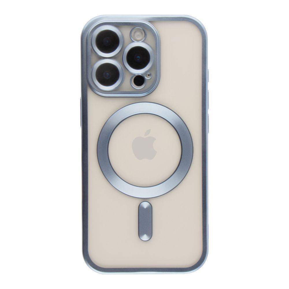 Чехол TPU Metallic Chrome Full Camera with Magsafe для iPhone 16 Pro Max Цвет Chrome Blue