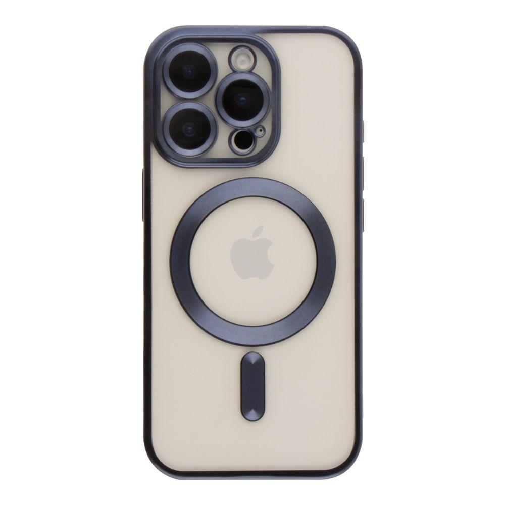 Чехол TPU Metallic Chrome Full Camera with Magsafe для iPhone 16 Pro Цвет Chrome Dark Blue