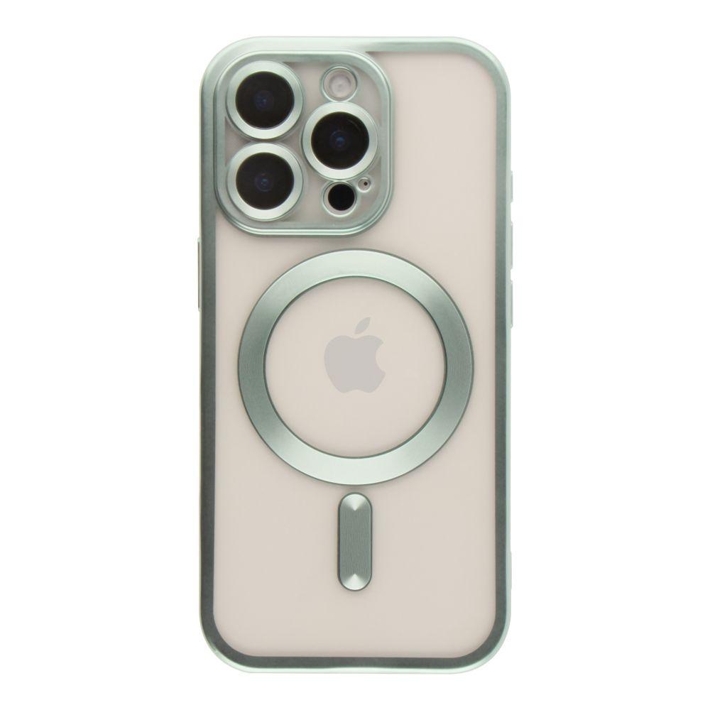 Чехол TPU Metallic Chrome Full Camera with Magsafe для iPhone 16 Pro Max Цвет Chrome Green