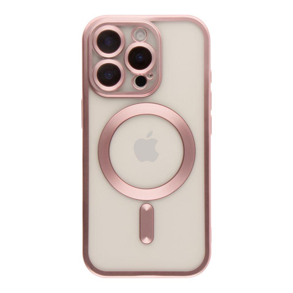 Чехол TPU Metallic Chrome Full Camera with Magsafe для iPhone 16 Pro Max Цвет Chrome Rose