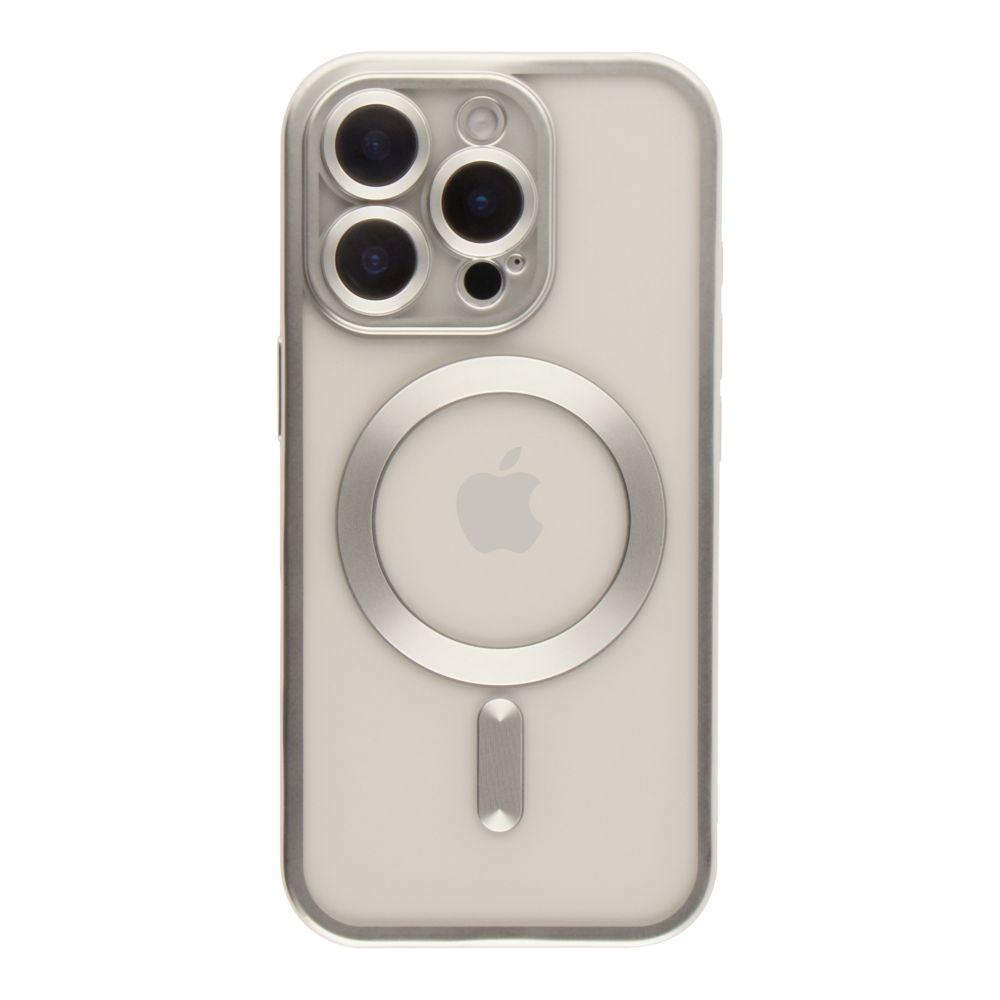 Чехол TPU Metallic Chrome Full Camera with Magsafe для iPhone 16 Pro Max Цвет Chrome Silver