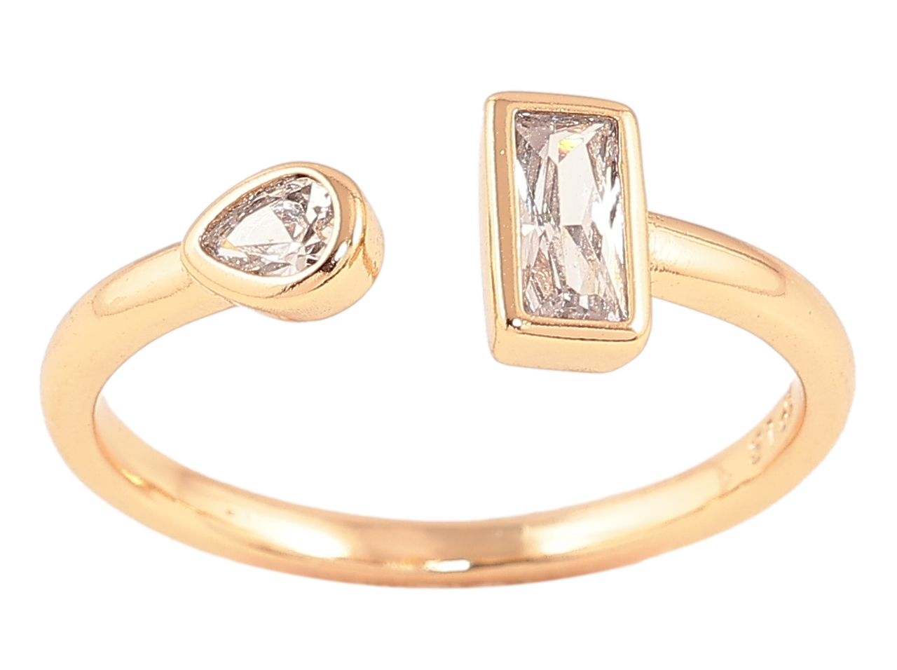 Каблучка Xuping Позолота 18K «Два кристали» р.16-17,18-19