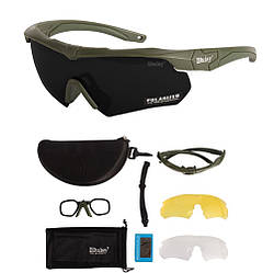 Тактичні захисні окуляри Daisy X10 олива з поляризацією та 3 змінними лінзами