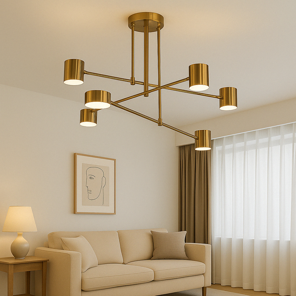 Потужна біла Led-люстра на 8 ламп, 90W, для освітлення до 18 м² D801-6BR, фото 1