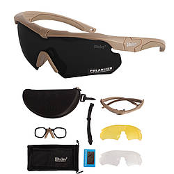 Тактичні захисні окуляри Daisy X10 койот з поляризацією та 3 змінними лінзами