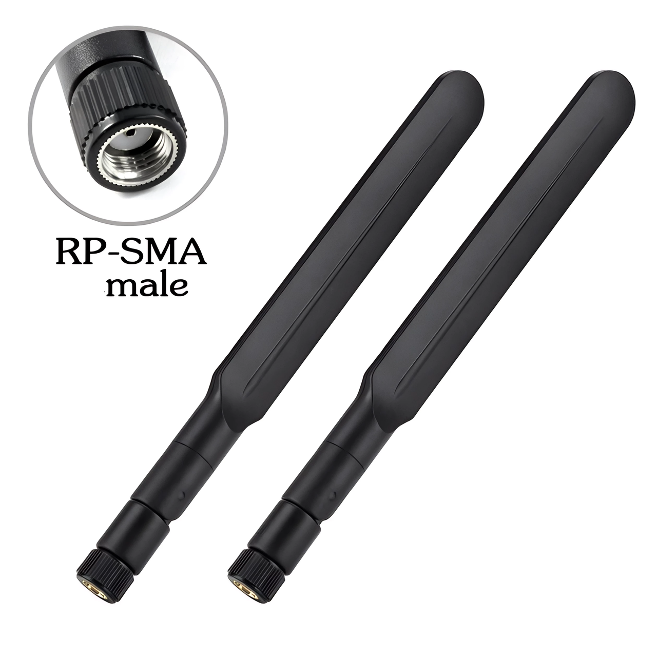 2шт. GSM 4G WiFi універсальні антени 5dBi 900/1800MHz 2.4-5.8 GHz RP-SMA-Male для маршрутизаторів, модемів, репітерів і т. п.