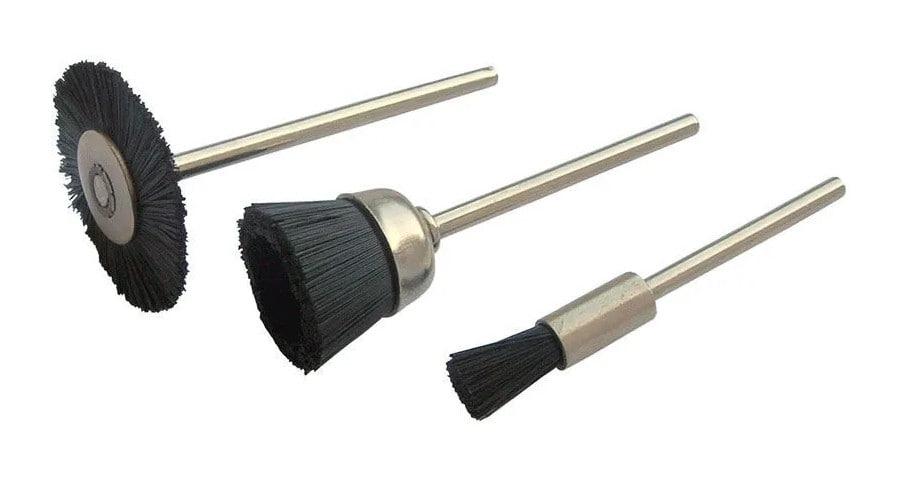 Корщітка набір 3 шт. нейлонова для дриля, гравера, дримелю 3 мм хвостовик