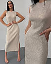 Обтисле плаття без рукавів довге з розрізом на спідниці в рубчик (р. 42-46) 9py5963, фото 2
