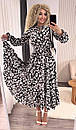 Сукня міді з гумкою на талії в дрібний принт з розкльошеною спідницею з оборками (р. 42-52) 2py5964, фото 2