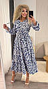 Сукня міді з гумкою на талії в дрібний принт з розкльошеною спідницею з оборками (р. 42-52) 2py5964, фото 6