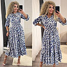 Сукня міді з гумкою на талії в дрібний принт з розкльошеною спідницею з оборками (р. 42-52) 2py5964, фото 7