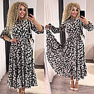 Сукня міді з гумкою на талії в дрібний принт з розкльошеною спідницею з оборками (р. 42-52) 2py5964, фото 10