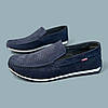 Чоловічі літні шкіряні мокасини сині перфорація, туфлі, лофери на літо для чоловіків класичні, розміри 40-45, фото 2