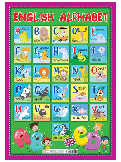 Плакат A2 "Алфавіт. Англійська абетка друкована"(укр.) №10104246У/0129-01/Ранок/