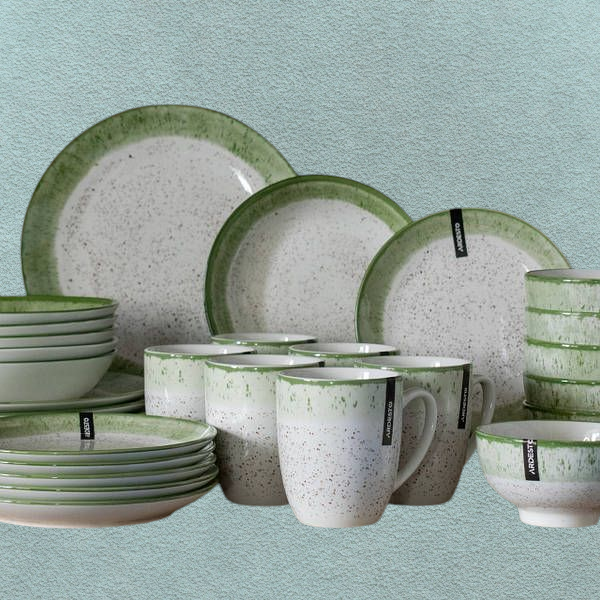 Сервіз Ardesto Siena 30 предметів SWG біло-зелений