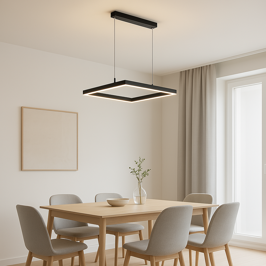 Підвісна квадратна Led люстра у чорному кольорі квадрат 40 см V QQD3063 BK, фото 1