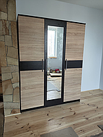 Простора шафа 3Д Вероніка Меблі Сервіс (156х56.3х203.4 см) Дуб самоа + Венге темний