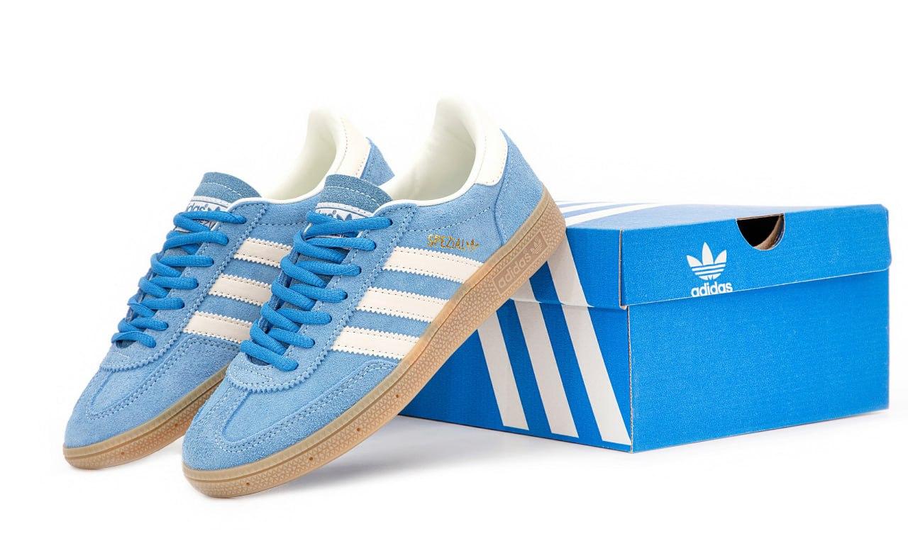 Жіночі кросівки Adidas Spezial Blue Блакитні з білим Взуття Адідас Спеціал замша текстиль демисезон