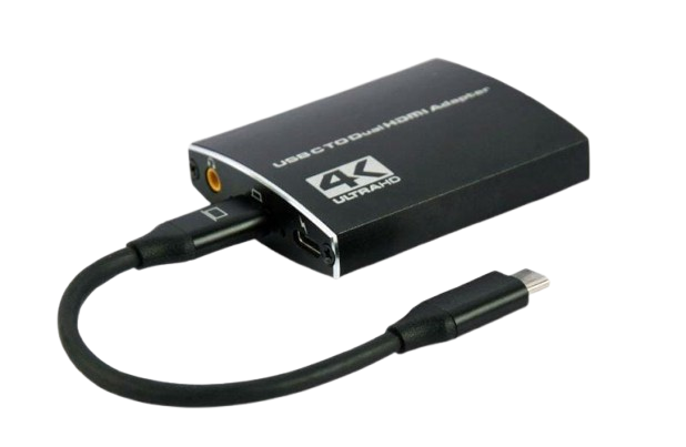Адаптер Cablexpert USB Type-C - 2xHDMI+Аудіо 3.5мм Black (A-CM-HDMIF2-01)