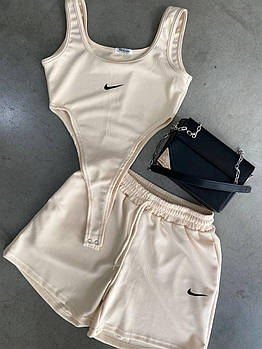 Костюм жіночий спортивний літній у рубчик боді і шорти (Норма)