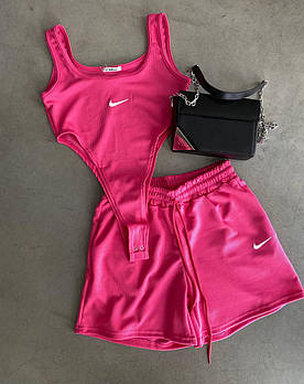 Костюм жіночий спортивний літній у рубчик боді і шорти (Норма)