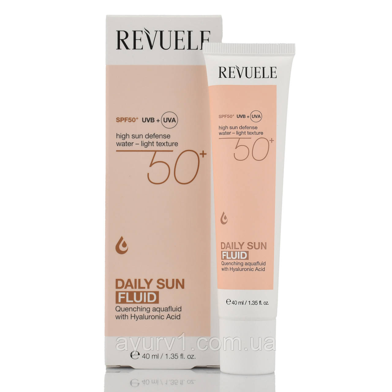 Сонцезахисний флюїд з гіалуроновою кислотою SPF 50+  UVB+UVA, Daily Sun Fluid, Revuele, 40ml