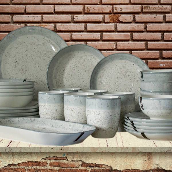 Сервіз Ardesto Siena 30 предметів SW біло-сірий