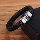 Браслет чоловічий шкіряний BLACK TEMPLAR чорний 17-19 см (довжина 21 см), фото 3