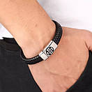 Браслет чоловічий шкіряний BLACK TEMPLAR чорний 17-19 см (довжина 21 см), фото 2