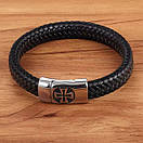 Браслет чоловічий шкіряний BLACK TEMPLAR чорний 17-19 см (довжина 21 см), фото 5