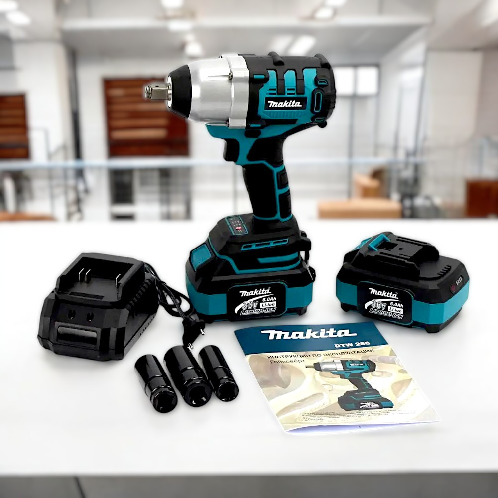 Акумуляторний гайковерт Makita DTW286 Потужний гайкокрут Макіта Гайковерт з двома акумуляторами 36V 6AH