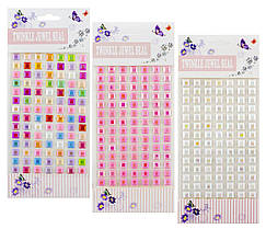 Наклейки декоративні Камінчики-квадратики 22×9.5 см мікс кольорів