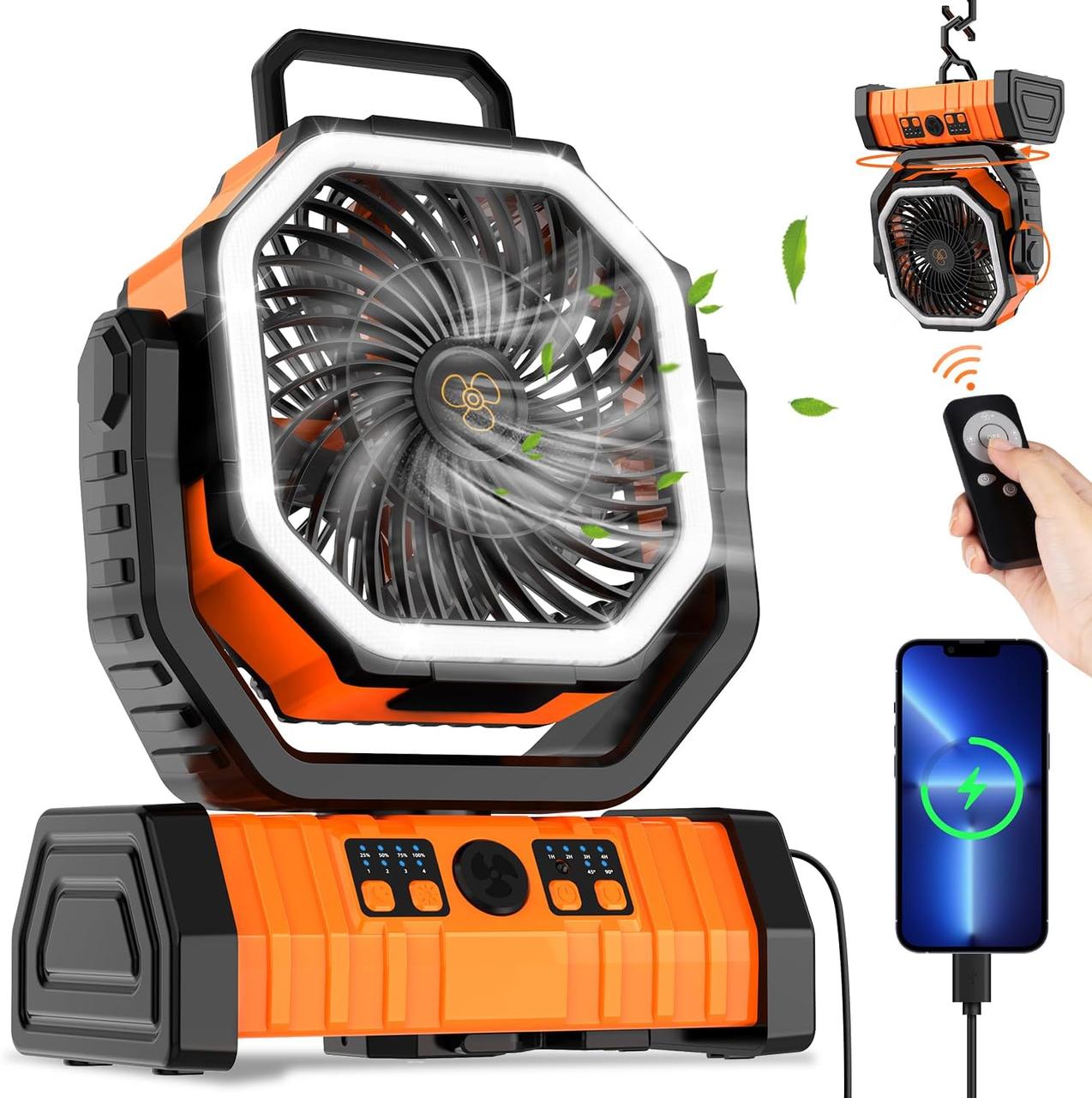 Акумуляторний вентилятор Outdoor Fan TF20 - портативний вентилятор на акумуляторі 20000 mAh з LED-підсвіткою