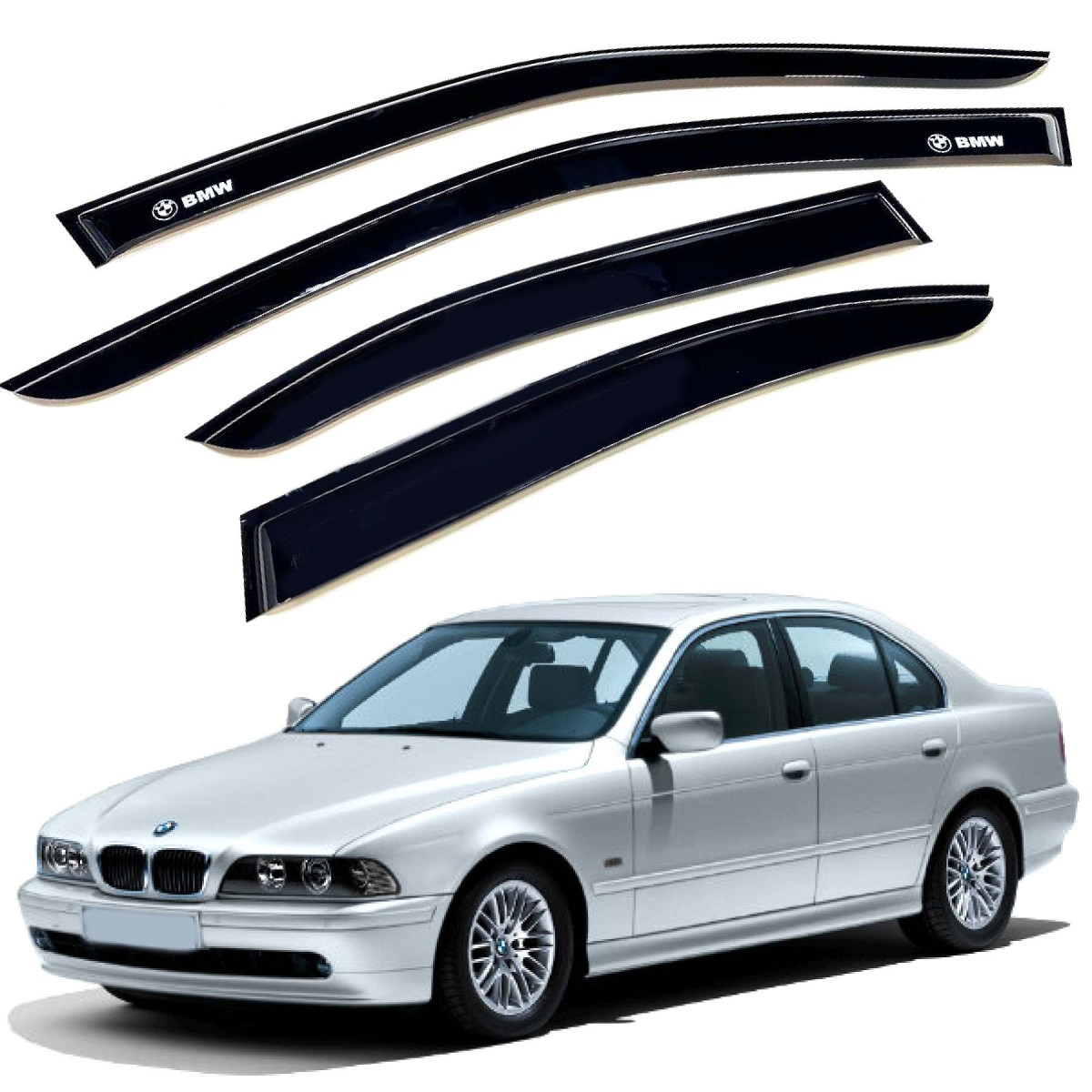 Дефлектори вікон вітровики для Bmw 5 (E39) 1995-2003 Скотч 3M Voron Glass, фото 1