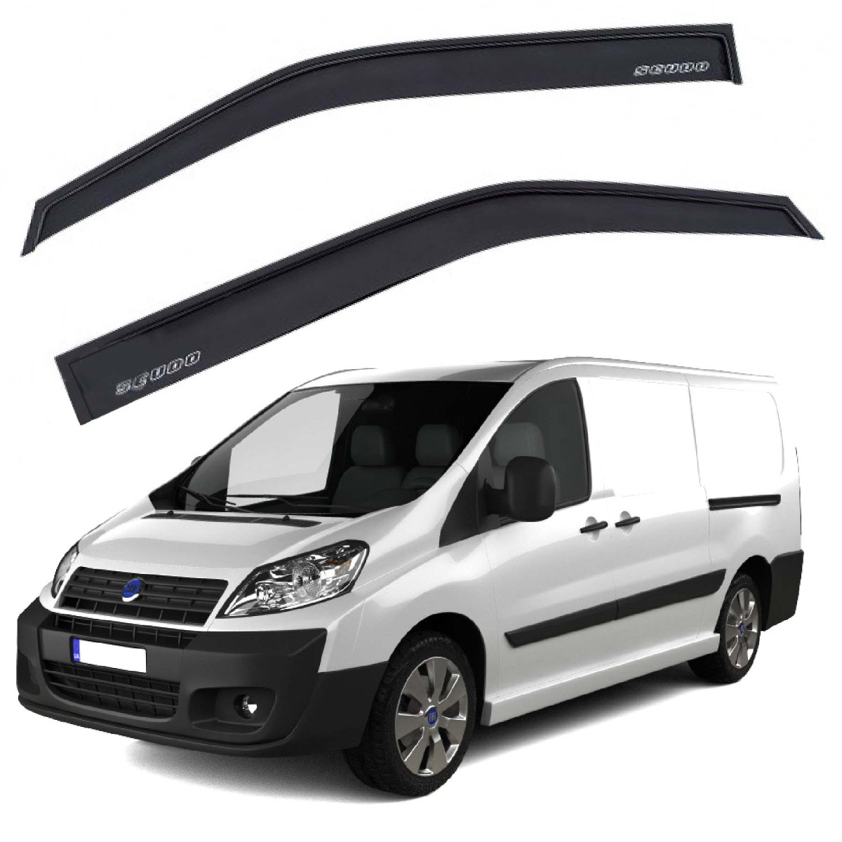 Дефлектори вікон вітровики для Fiat Jumpy Scudo Expert 2007- Скотч 3M Voron Glass, фото 1