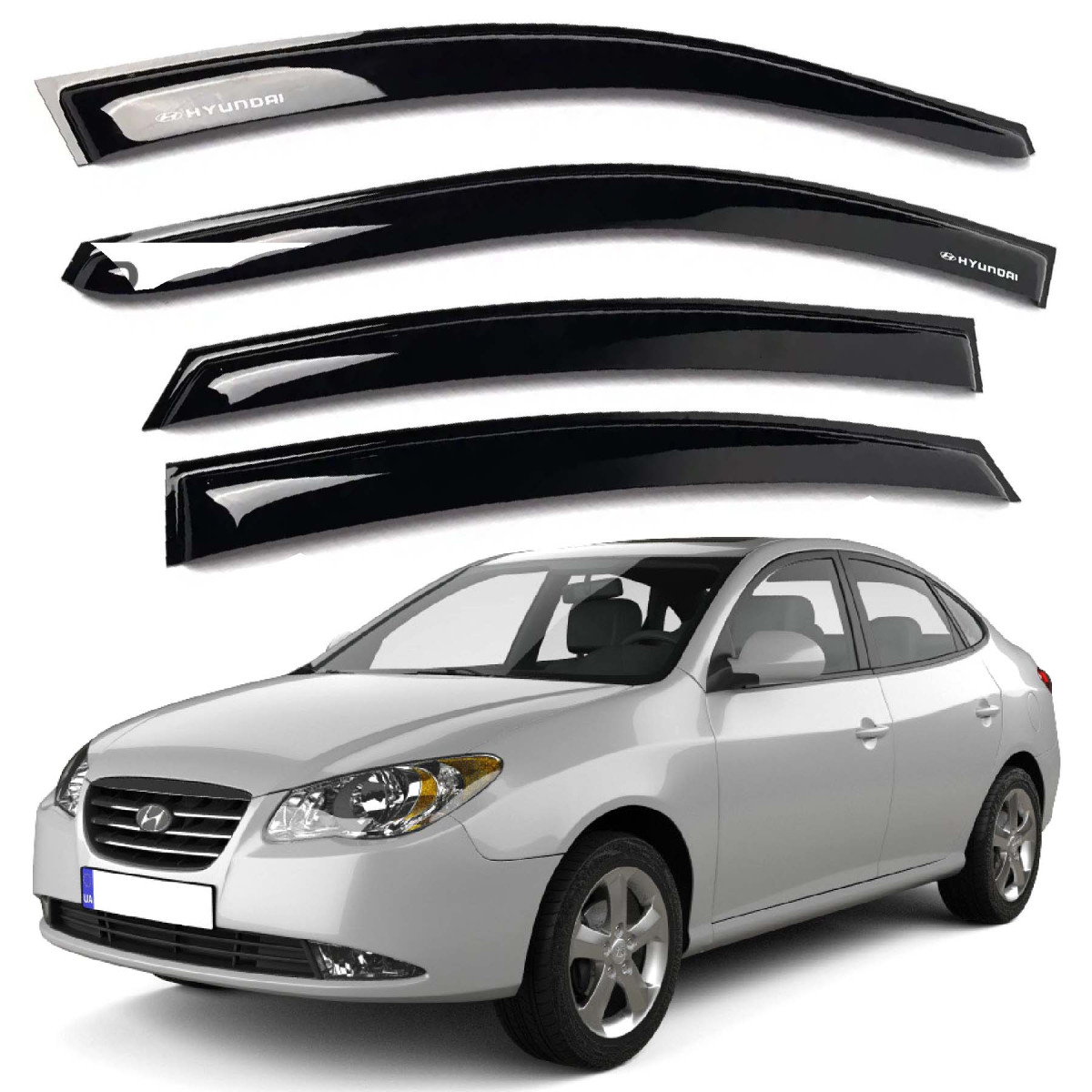 Дефлектори вікон вітровики для Hyundai Elantra 2006-2011 Скотч 3M Voron Glass, фото 1