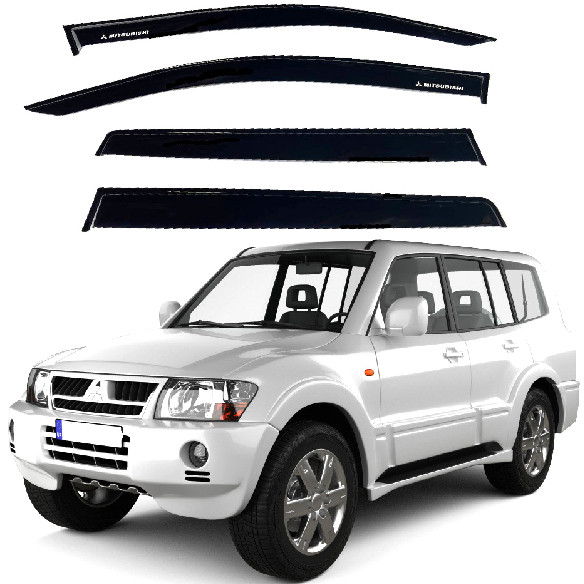 Дефлектори вікон ветровики для Mitsubishi Pajero Wagon IV 2006- Скотч 3M Voron Glass, фото 1