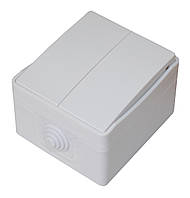 Вимикач 2 кл. герметичний накладний IP54 білий Techno Systems