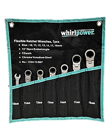Whirlpower Набір ключів трещіточних 10-19мм 7од. з карданом чохол